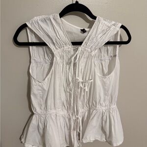 Sleeveless Blouse with Front Ties